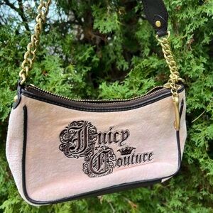 Vintage Y2K Juicy Couture Pink Shoulder Bag with Gold Chain